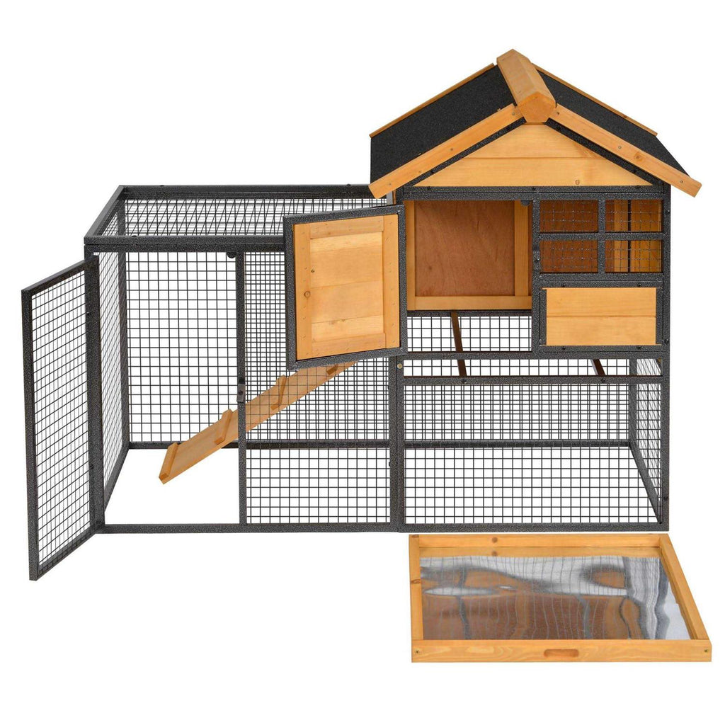 Elevated Wood-metal Pet House with Slide-Out Tray V25397