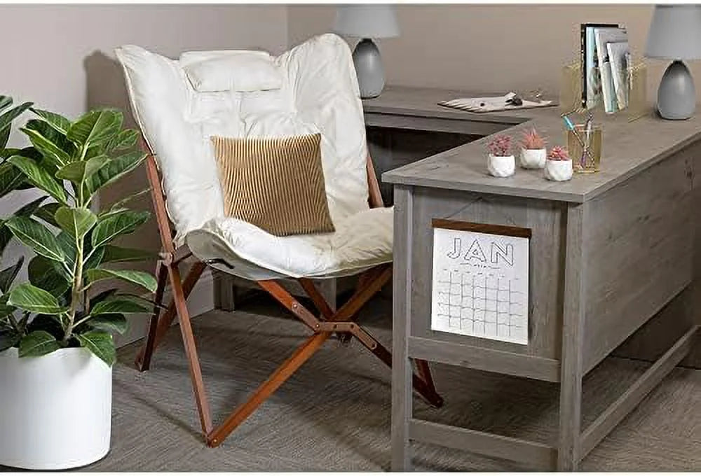 White Wood Folding Accent Chair K36199
