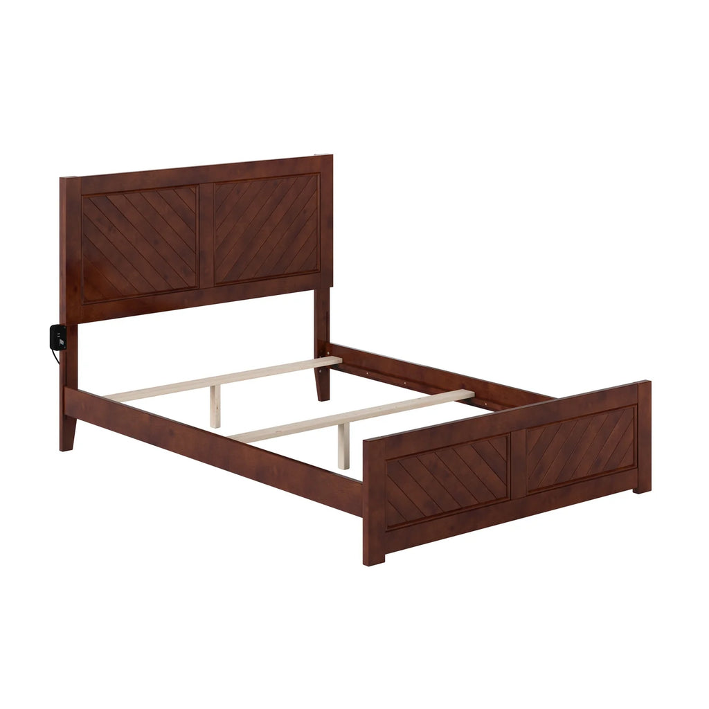 Full Solid Wood Foundation Bed Frame with Matching Footboard D319