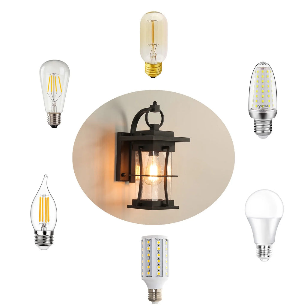 Waterproof Wall Sconce Light Fixture with Clear Glass Shade C94895