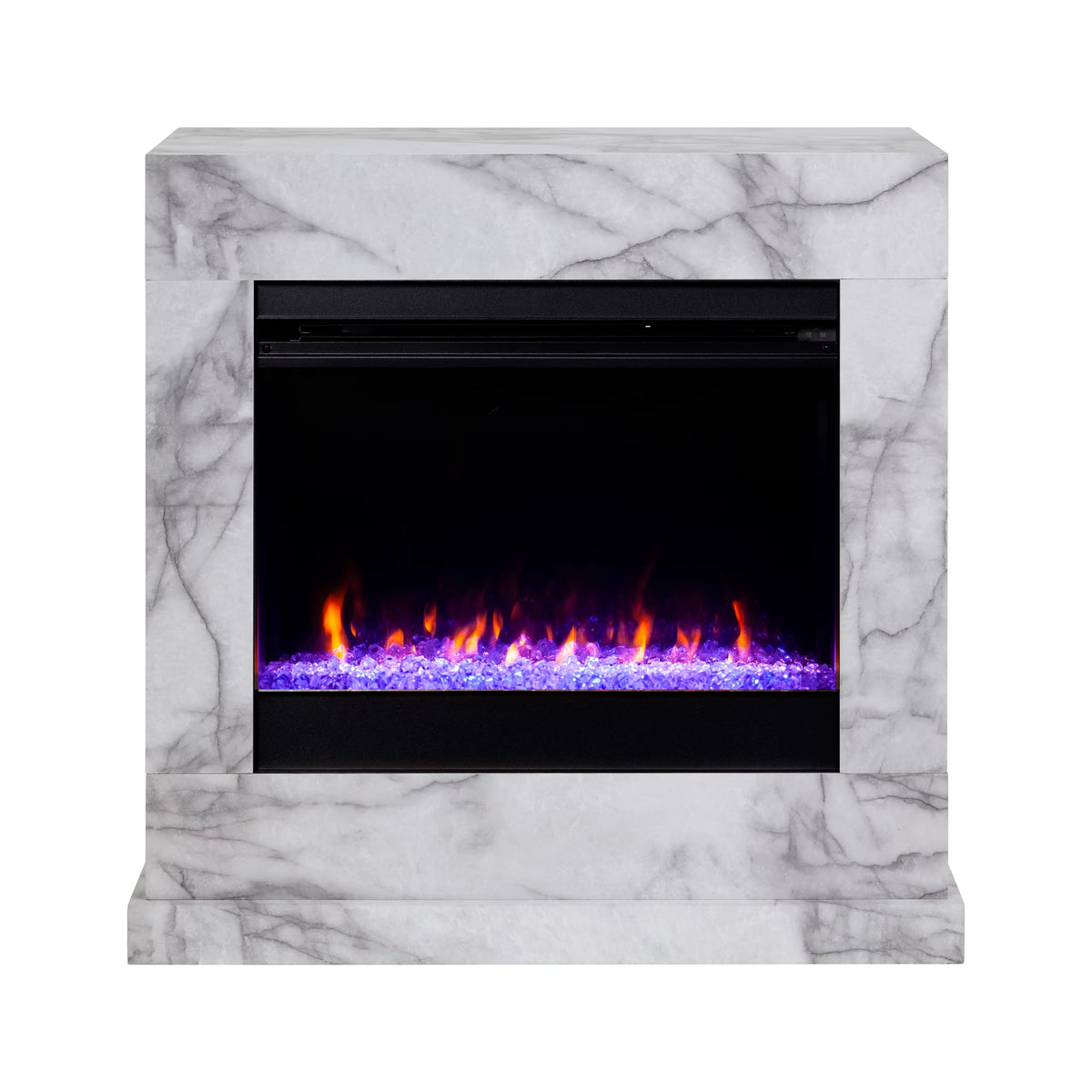 White Electric Fireplace with Faux Marble A762