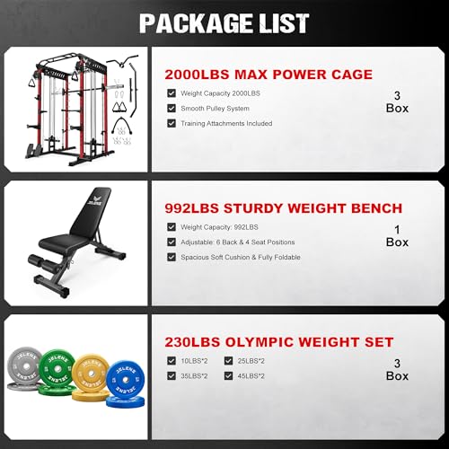 Multi-Function Power Cage with Dual Pulley Cable Crossover System H895609