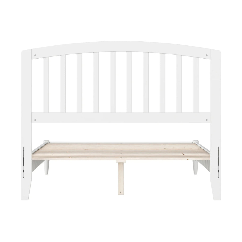 White Full Solid Wood Low Profile Platform Bed V6637
