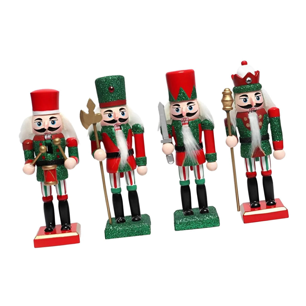 18cm 4 Pieces Wooden Nutcracker Soldier Table Decoration B66002