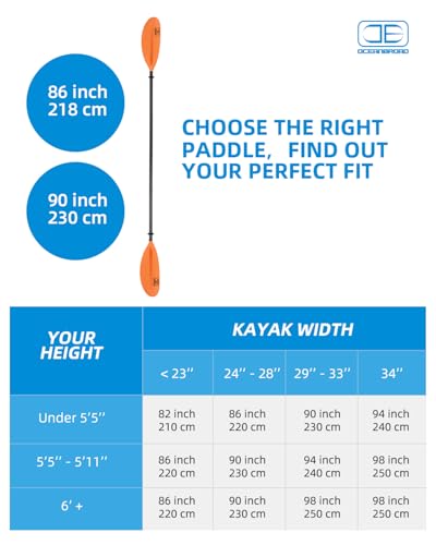 Carbon Fiber Kayak Paddle 90.5in/230cm with Paddle Leash Y871358