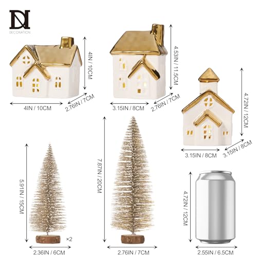 White 3Pcs Ceramic Christmas Village Houses G811