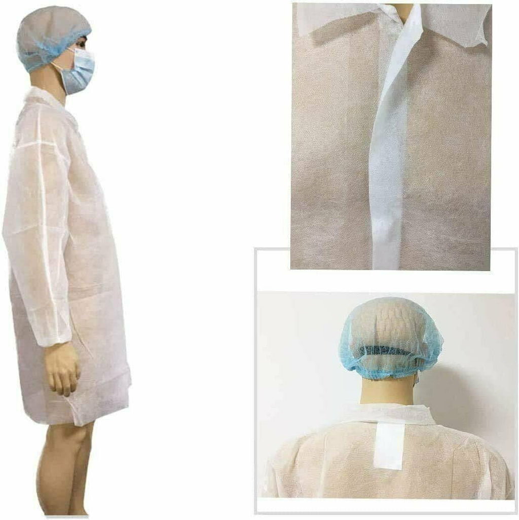 50 Pack White Disposable Polypropylene Lab Coats X-Large B9512
