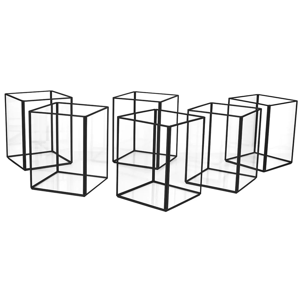 Black Geometric Hurricane Candle Holder Set of 6 P76994