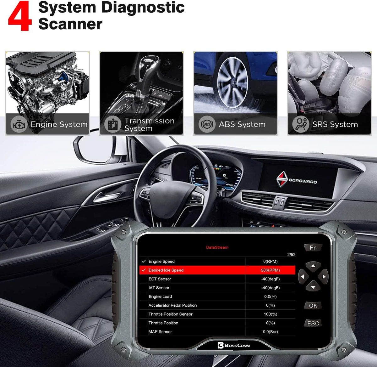 7Inch OBD2 Car Scanner Code Reader & Scan Tool Q482518