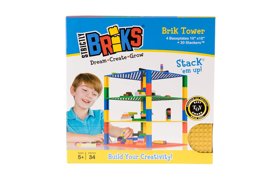 Classic Stackable Baseplates 10x10 Inch, 4 Baseplates & 30 Stackers, Blue, Green, Red & Yellow, 34 Pc G9131