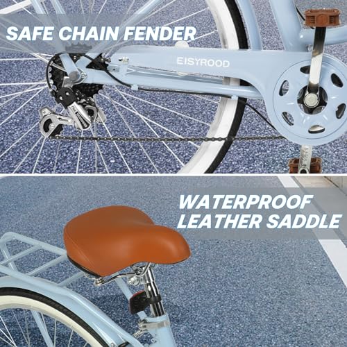 26 Inch Women Beach Cruiser Bike with 7 Speed, Adjustable Seat, Anti-Skid Tires F227320