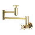 Two-Handle Wall Mounted Pot Filler Faucet Polished Brass R395