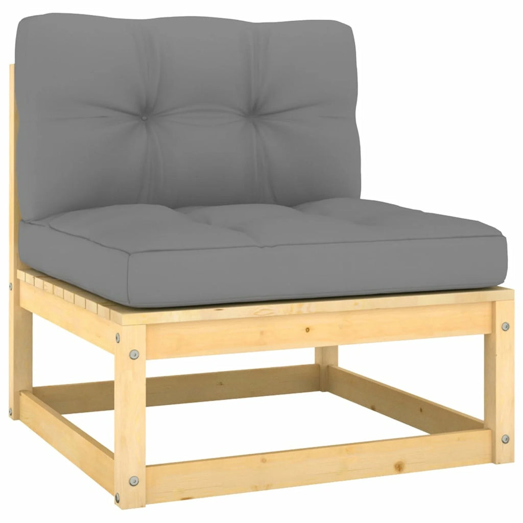 11 Piece Patio Lounge Set with Gray Cushion Pinewood Sectional Outdoor Furniture Set G42151