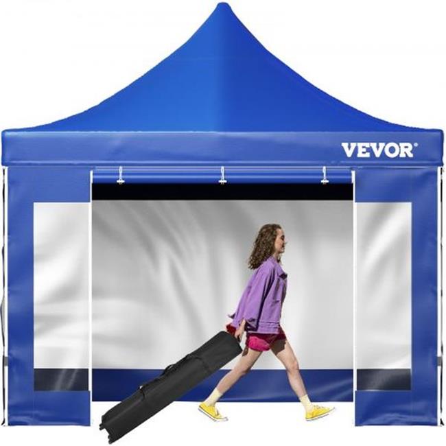 10 x 10 ft. Blue Pop Up Canopy Tent with Removable Sidewalls & Wheeled Bag V5572