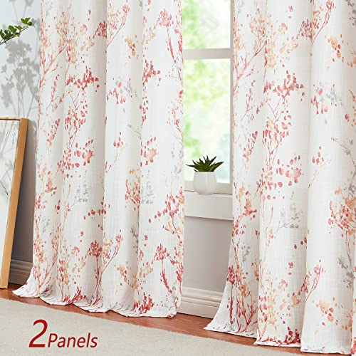 White Striped Sheer Curtains 63inch Length Light Filtering Semi Sheer Chiffon Window Curtains 2 pack Grommet Top B339046