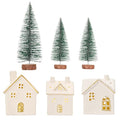 White 3Pcs Ceramic Christmas Village Houses G811