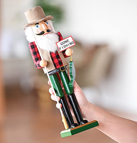 Red and Green Wooden Fisherman Nutcracker 15" L870122