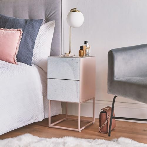 Pink Glass 2 Drawer Nightstand Q973178