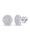 10kt White Gold Mens Round Diamond Circle Earrings 1/2 Cttw E95332