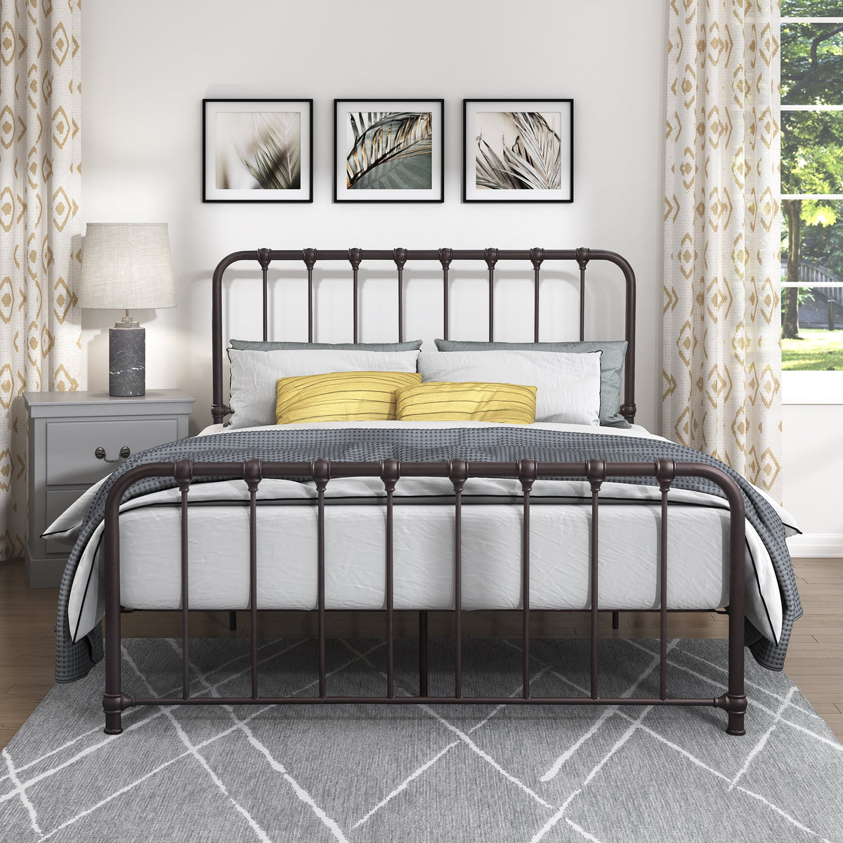 Metal Platform Bed Full Navy Blue L929