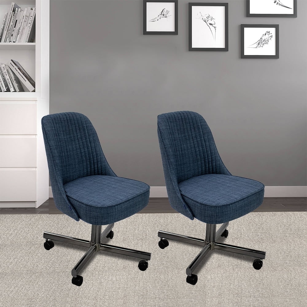 Fabric Upholstered Caster Chair Set of 2 E1998
