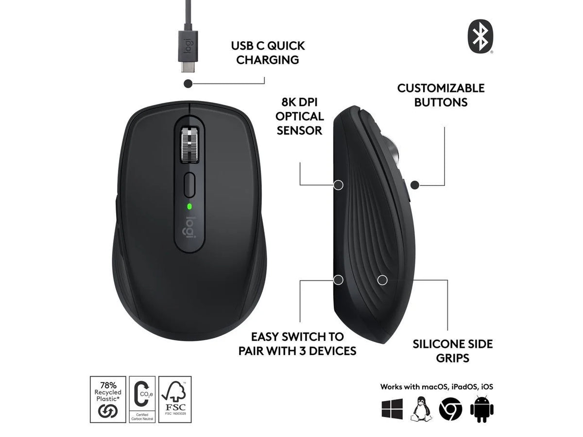 Compact Wireless Mouse, Black W6392