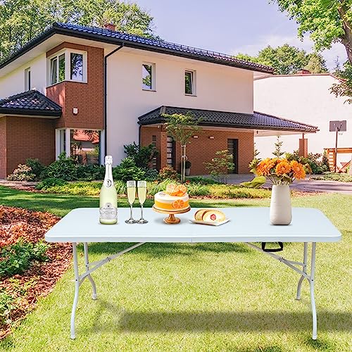 White Black Plastic Folding Table C77537