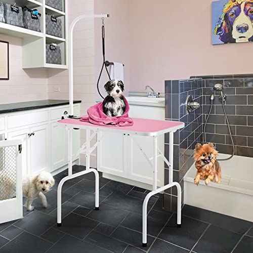 32in Foldable Pet Grooming Table with Adjustable Arm & Noose P1289