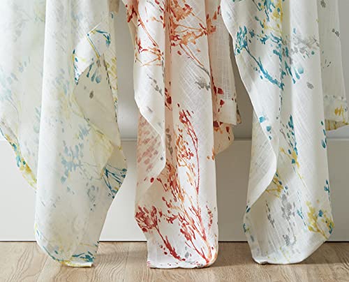 White Striped Sheer Curtains 63inch Length Light Filtering Semi Sheer Chiffon Window Curtains 2 pack Grommet Top B339046