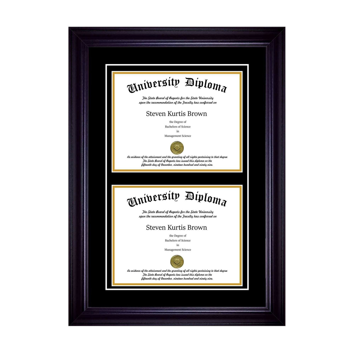 Double Diploma Frame with Double Matting T211