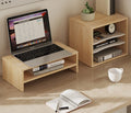 2-Tier Monitor Stand & 4-Tier Desk Paper Sorter Organizer, Light Wood P3848