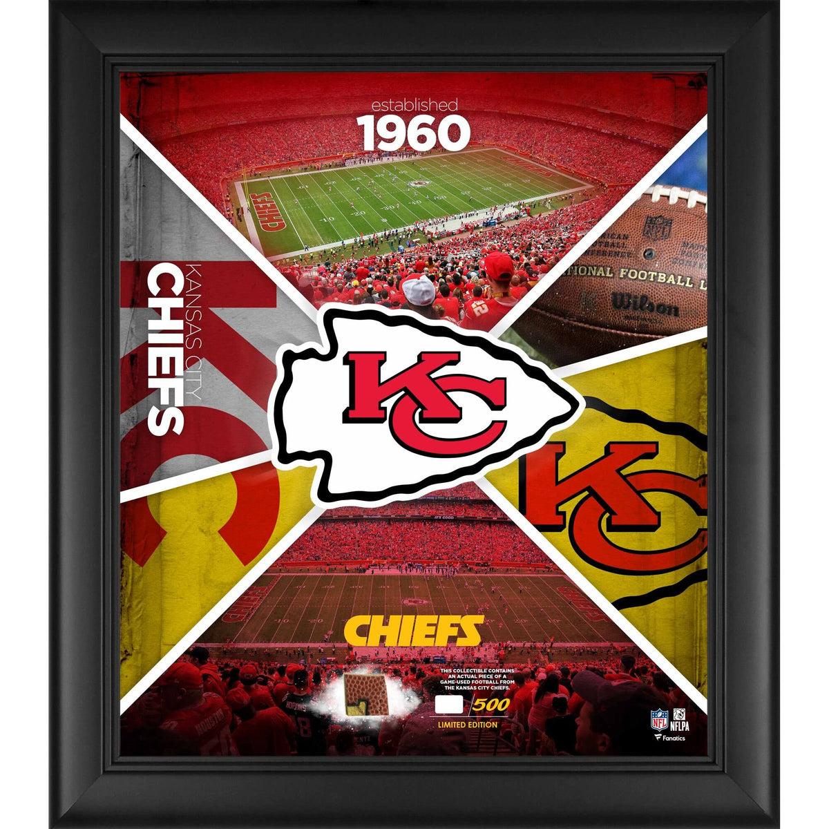 Kansas City Chiefs Framed Collage with Game-Used Football N324009