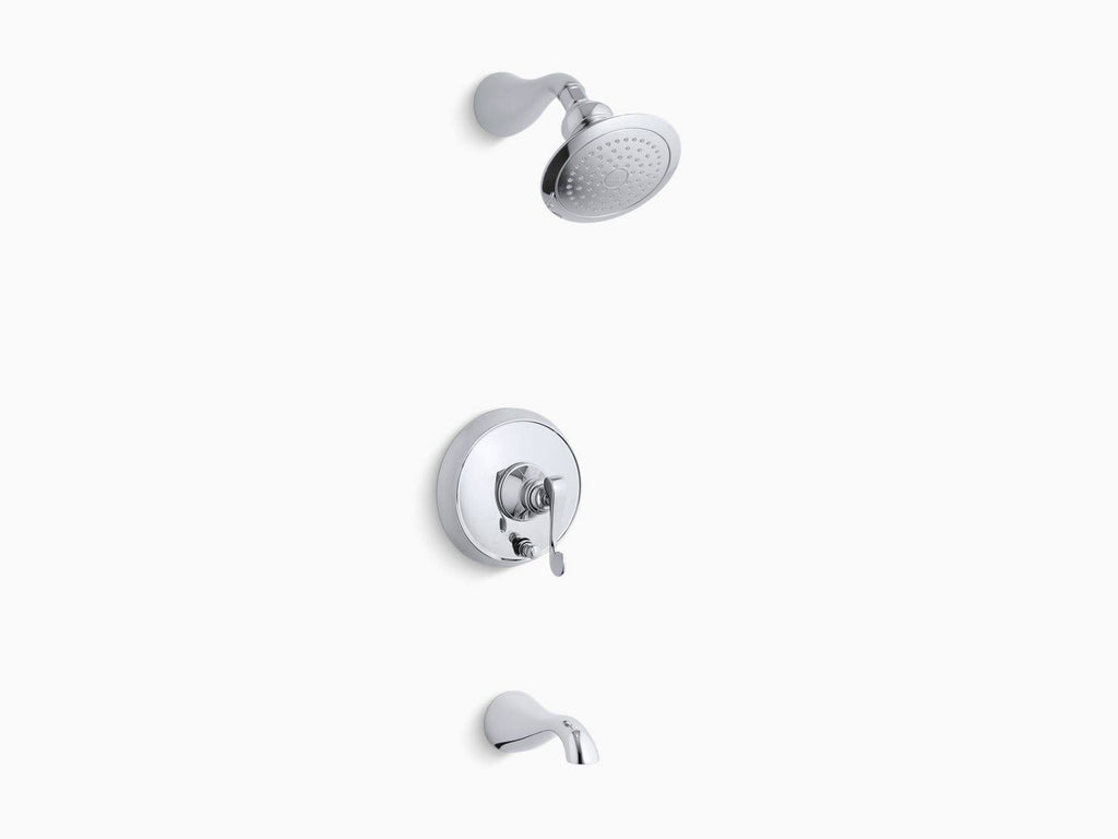 Bath and Shower Faucet Trim with Push-Button Diverter and Scroll Lever G69272