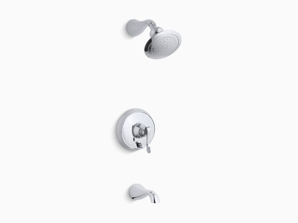 Bath and Shower Faucet Trim with Push-Button Diverter and Scroll Lever G69272