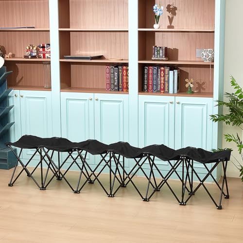 Folding 6 Seats Portable Sports Team Bench with Storage Bag N8588