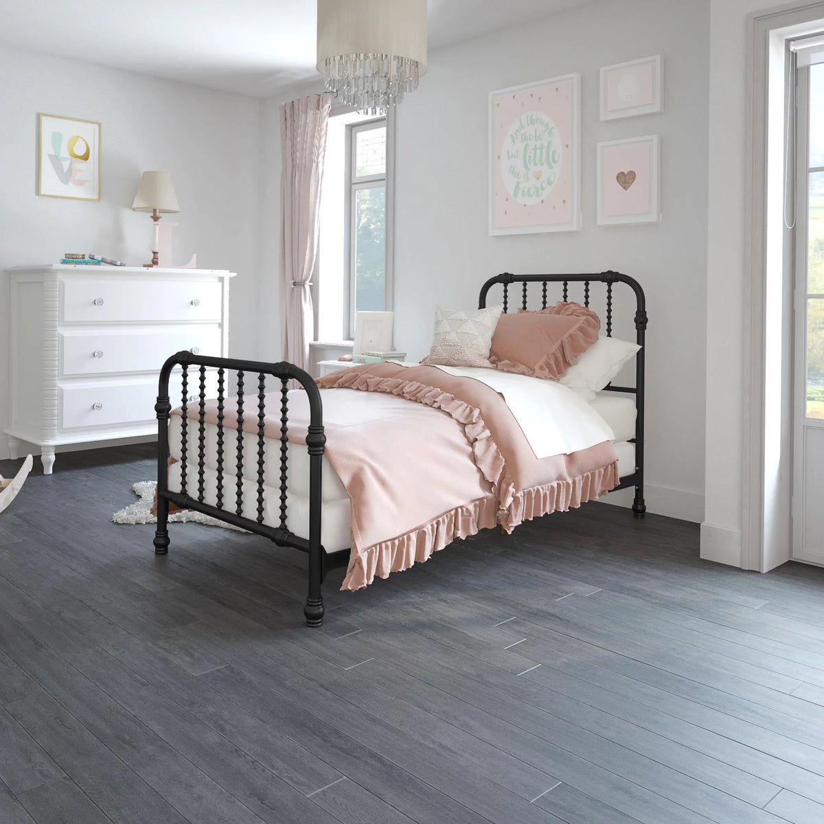 Twin Black Metal Bed U3681