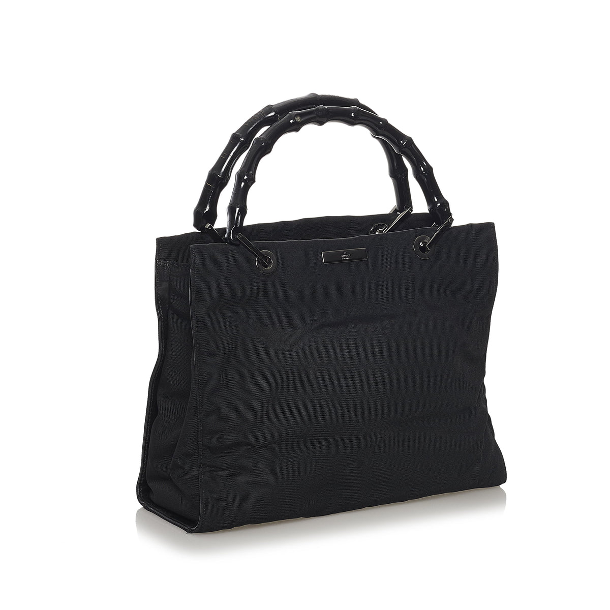 Black Nylon Bamboo Top Handle Handbag Y329332