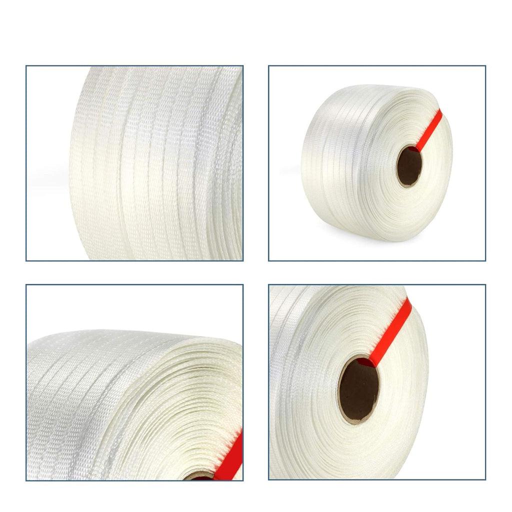 3/4" x 2100’ Woven Cord Strapping Roll, 900 lbs Break Strength, White I2436