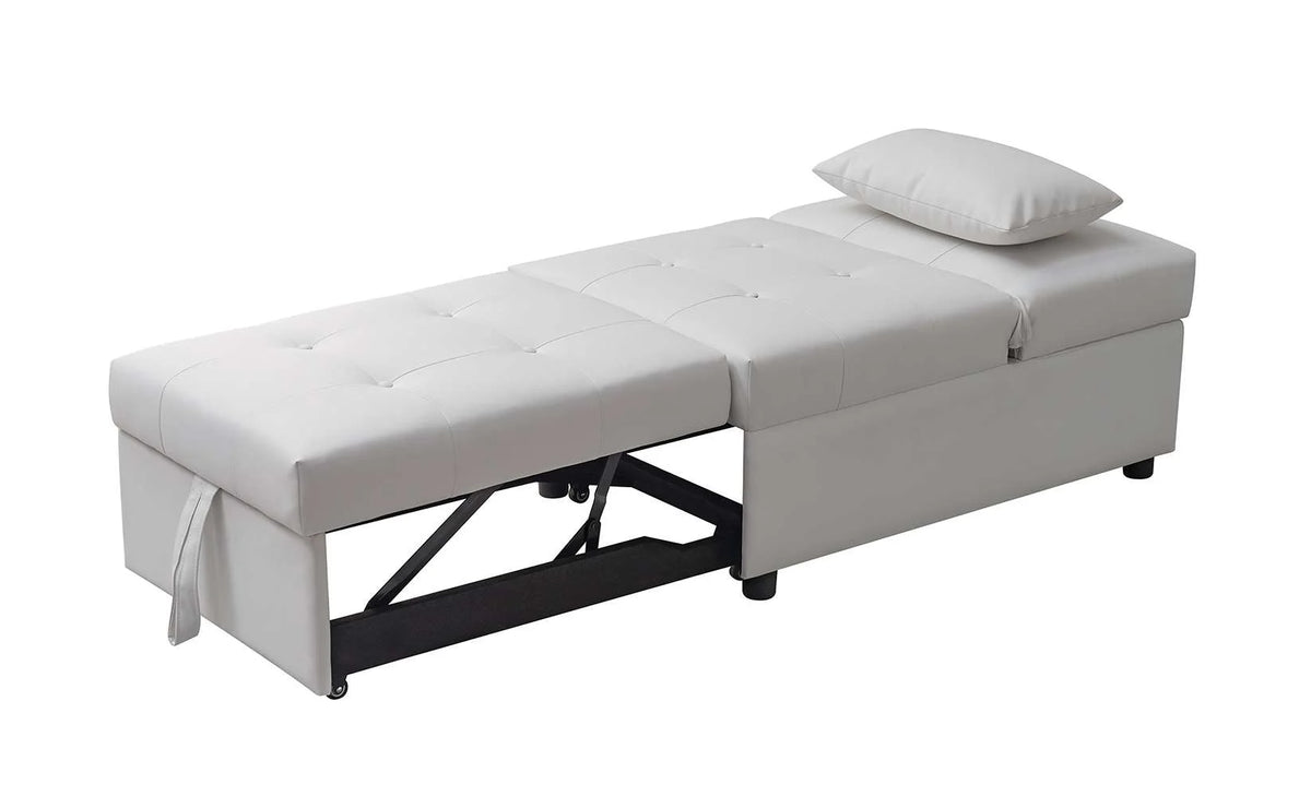 White Convertible Ottoman Sofa Bed L6145
