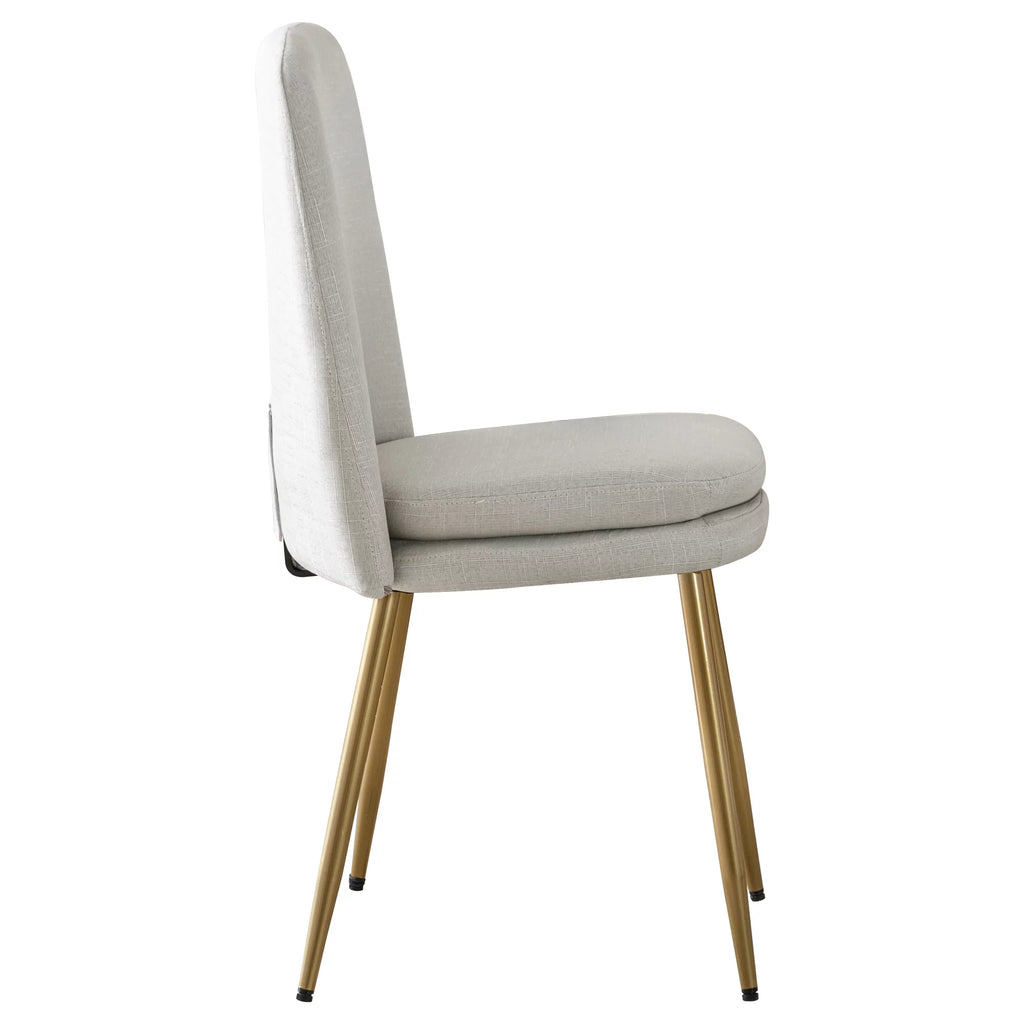 Set of 2 Beige Upholstered Dining Chairs with Metal Legs I371