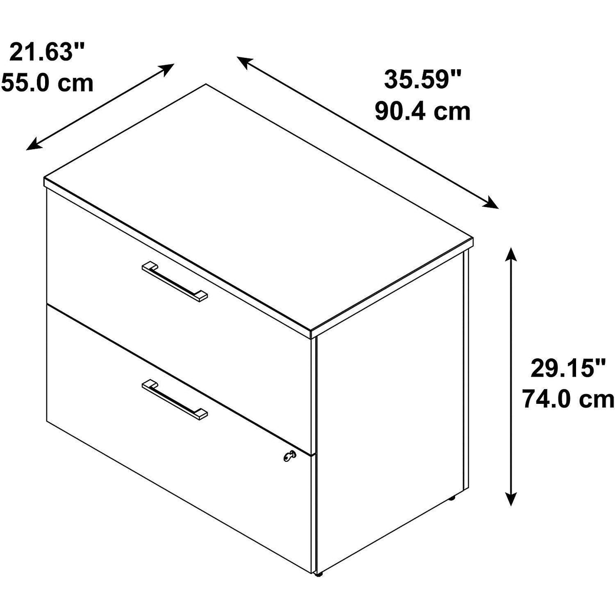 2 Drawer Lateral File Cabinet, 36W, Platinum Gray R67283