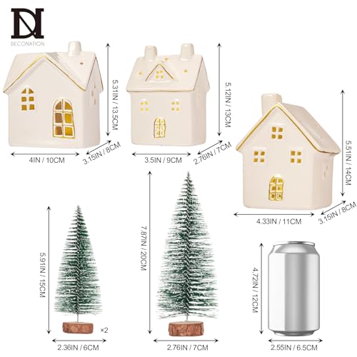 White 3Pcs Ceramic Christmas Village Houses G811