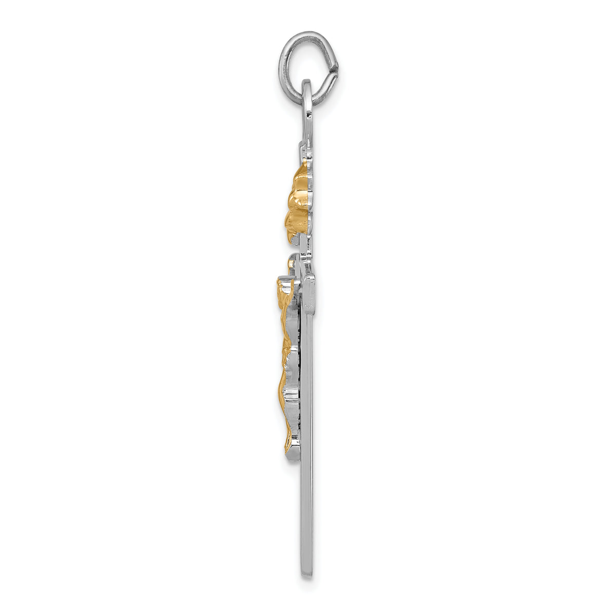18K Gold Rhodium-Plated Sterling Silver Crucifix Charm Pendant with Sterling Silver Cable Chain Necklace O688690