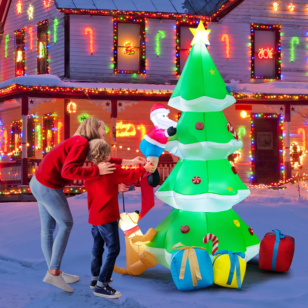7 FT Inflatable Christmas Tree with Santa Claus & Dog C200928