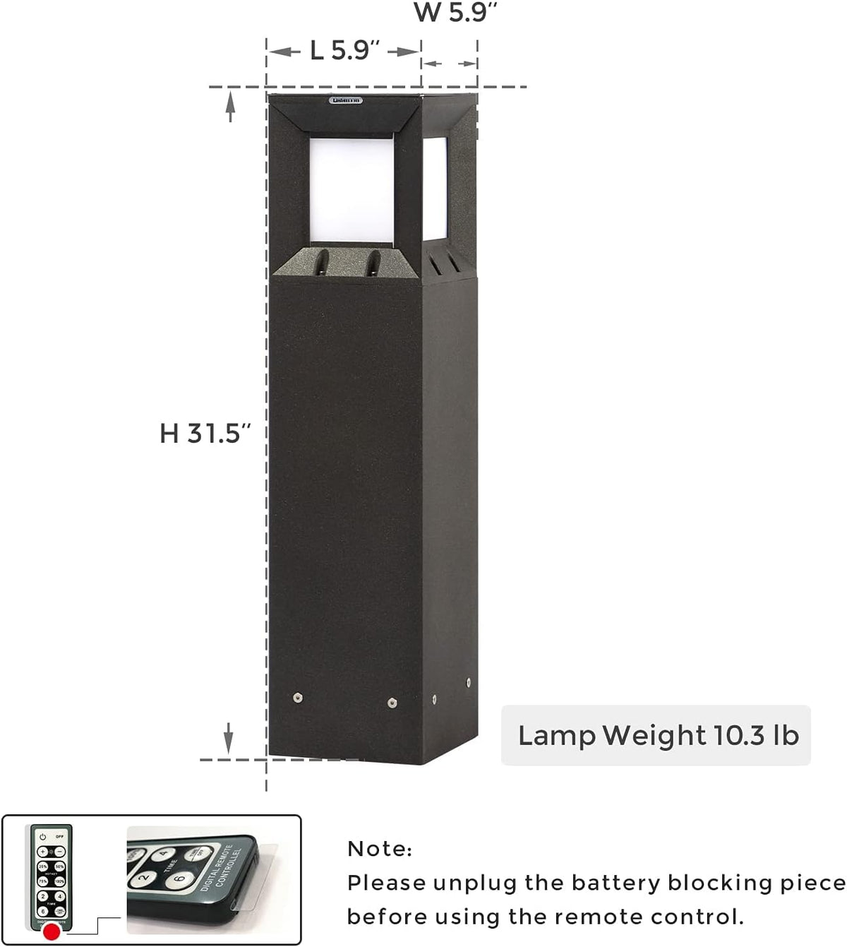 Solar IP54 Waterproof 3000K LED 32 Inches Outdoor Bollard Light B206935