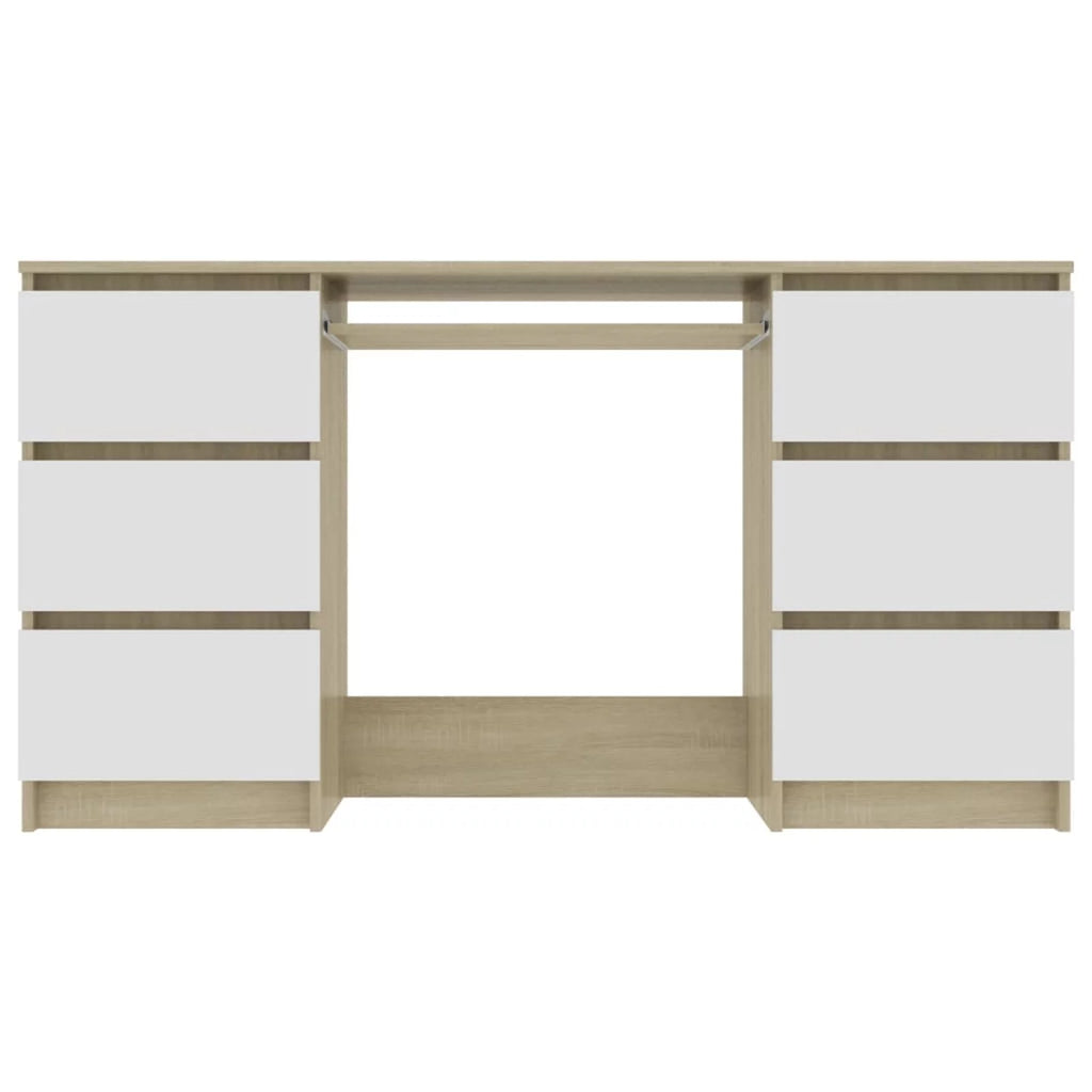 White Computer Desk with 6 Drawers M5313