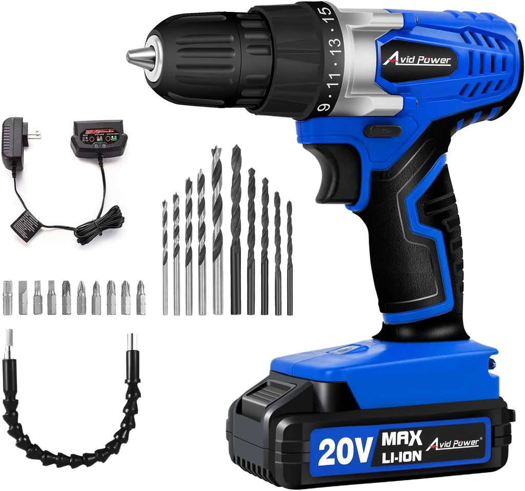 20V MAX Lithium Ion Cordless Drill Set with 22pcs Drill Bits, Pack of 2 A574