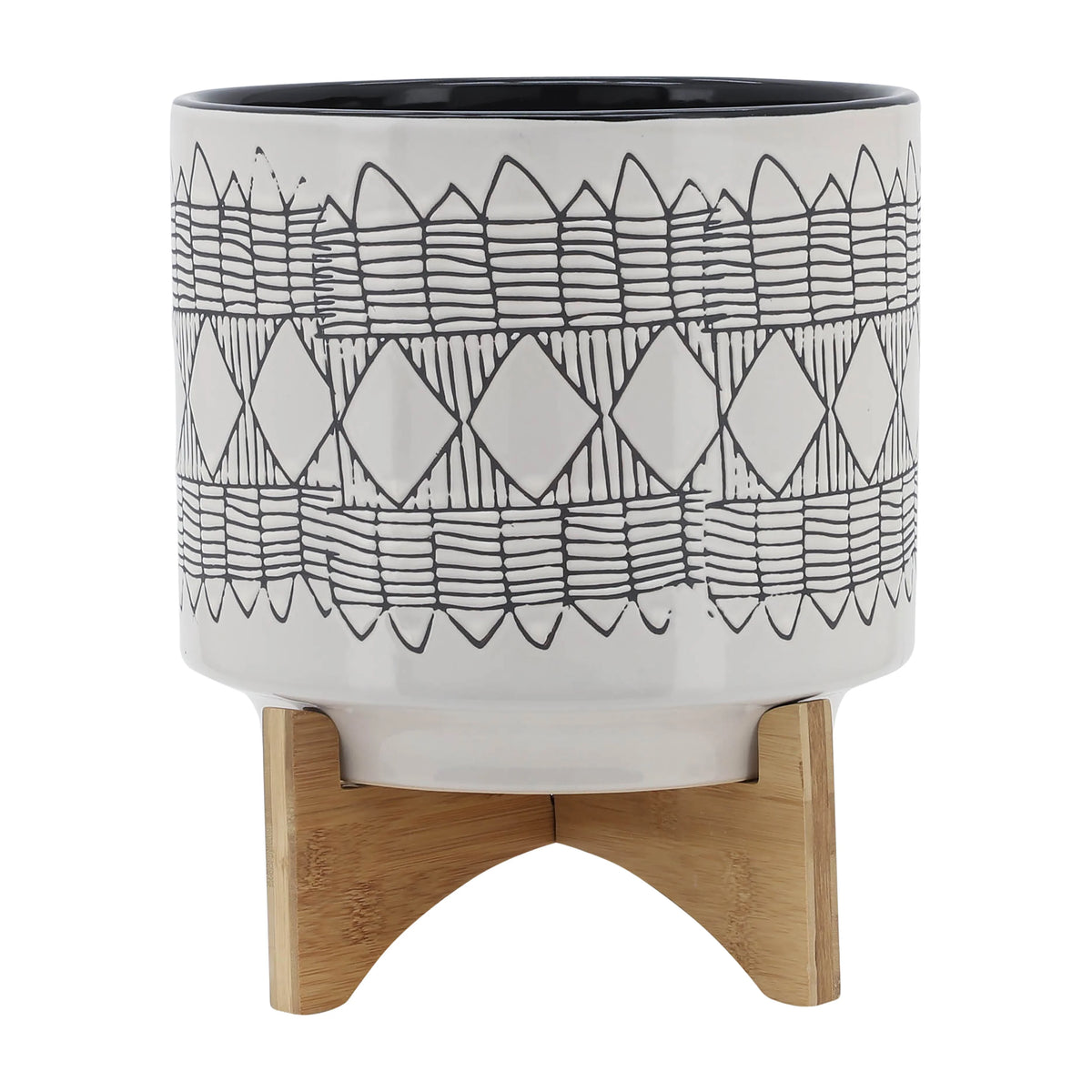 Ceramic Planter On Wooden Stand U733