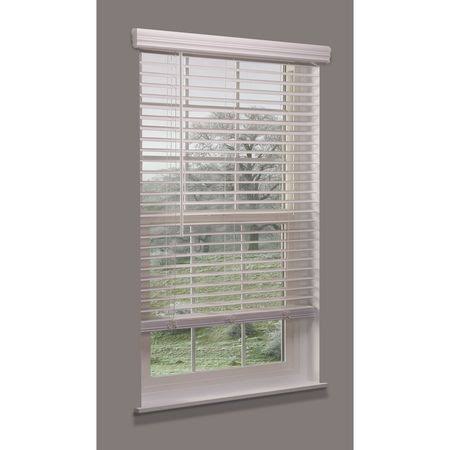 Cordless Faux Wood Blind, White, 60-1/4x22w x 6 V853