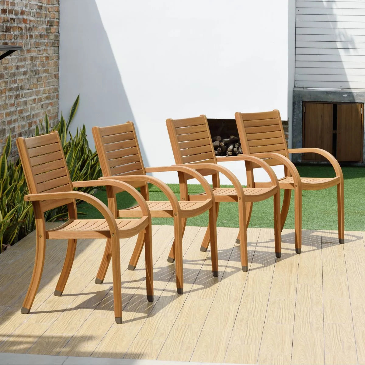 9-Piece Teak Finish Wood Extendable Patio Dining Set Y377